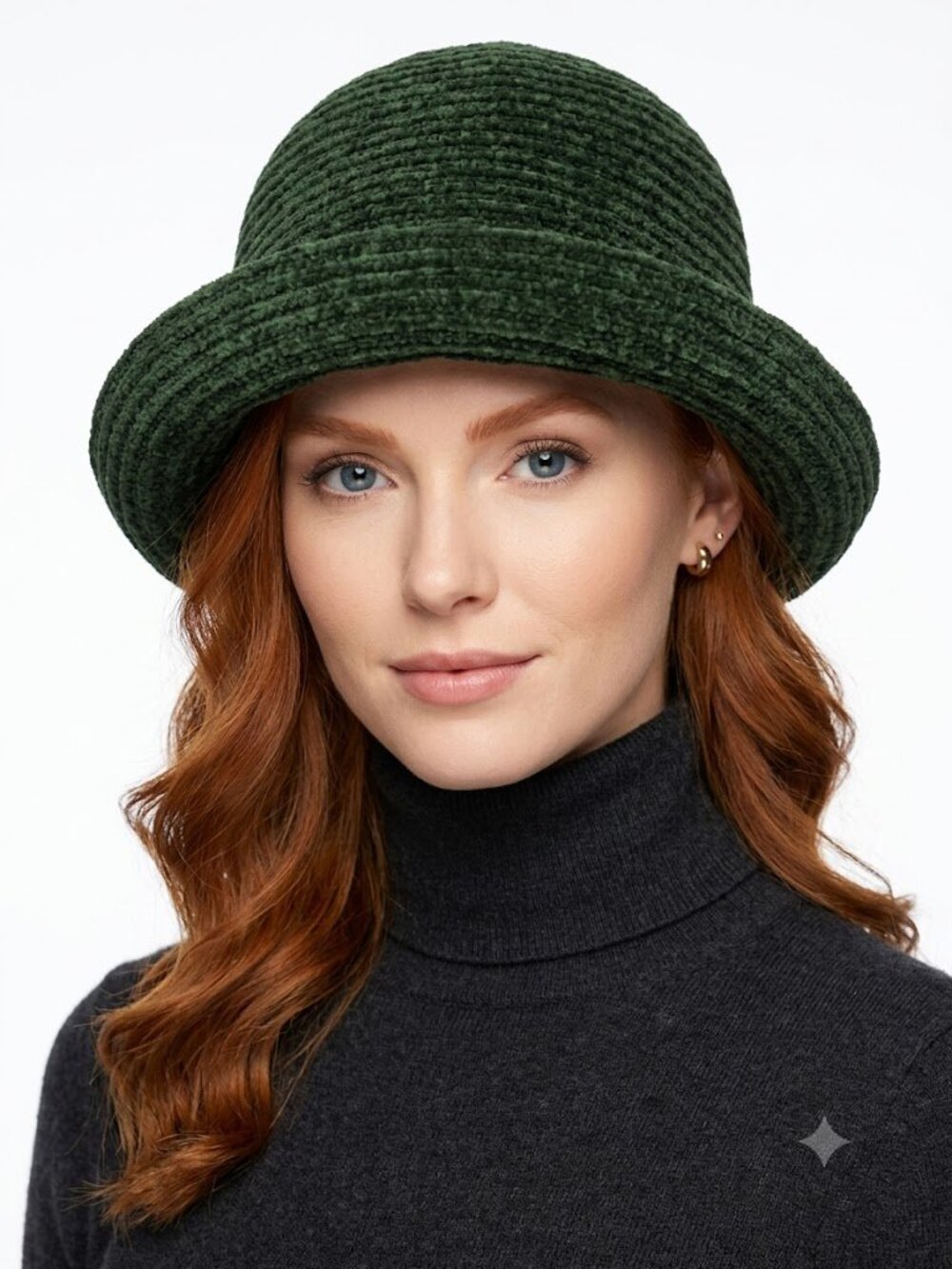 Vintage Villager Chenille Bucket Hat Forest Green O/S - Picture 6 of 11